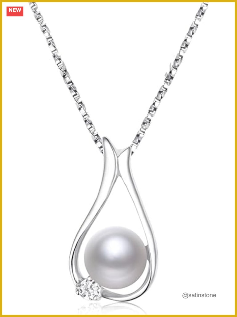 Freshwater Pearl Pendant Necklace, 8-9mm, 18in Sterling Silver With Gold